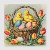 Paaskuikens & tulpen - magnetische kaart (Voorkant)