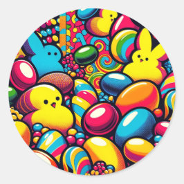 Paaskunst Snoep Ronde Sticker
