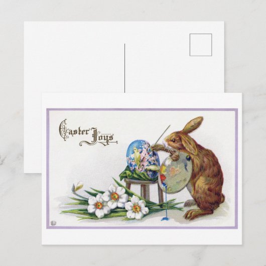 paaskunstenaar Bunny Briefkaart (Voorkant / Achterkant)