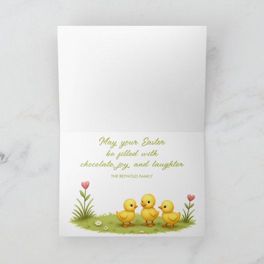 Paaslam en konijn | Chicks & Spring Flowers Schatt Feestdagen Kaart (Binnen)