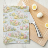 Paaslam En Kuiken Waterverf Bloemrijke Lente Theedoek (Quarter Fold)