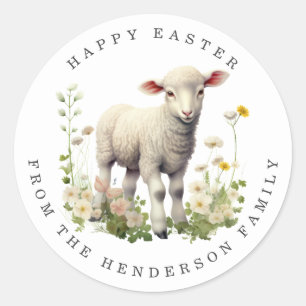 Paaslam gepersonaliseerde naam ronde Stickers