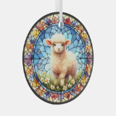 Paaslam in Glas in lood Glas Ornament (Voorkant Rechts)