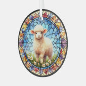 Paaslam in Glas in lood Glas Ornament (Voorkant links)