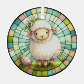 Paaslam in Glas in lood Glas Ornament (Achterkant)