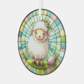 Paaslam in Glas in lood Glas Ornament (Voorkant links)