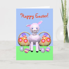 Paaslamp en manden feestdagen kaart