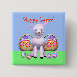 Paaslamp en manden vierkante button 5,1 cm