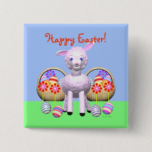 Paaslamp en manden vierkante button 5,1 cm (Voorkant)