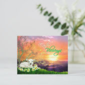 Paaslamp en zondstijging met Paaslilies Feestdagenkaart (Staand voorkant)