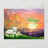 Paaslamp en zondstijging met Paaslilies Feestdagenkaart (Voorkant)