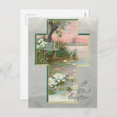  paaslandschap in dwarsbalk feestdagenkaart (Voorkant / Achterkant)