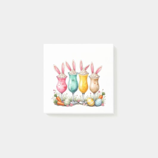 Paaslatte glazen van latte met konijnenoren post-it® notes (Voorkant)