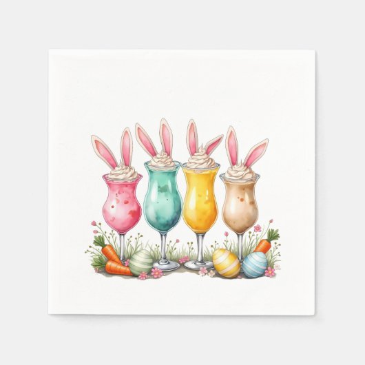 Paaslatte glazen van latte met konijnenoren servet (Voorkant)