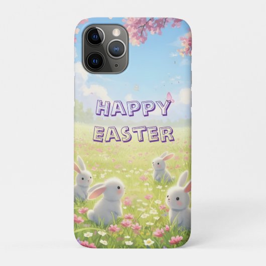 Paaslavendel Cute Witte Konijn Bloemrijke Lente Case-Mate iPhone Case (Achterkant)