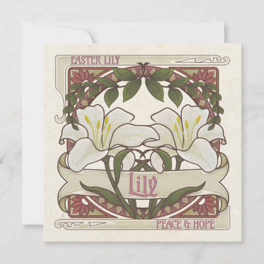 Paaslelie:  stijl ontwerp Vrede Hoop Feestdagenkaart (Voorkant)