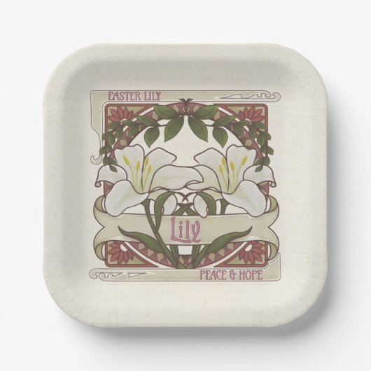 Paaslelie: stijl ontwerp Vrede Hoop Papieren Bordje (Voorkant)