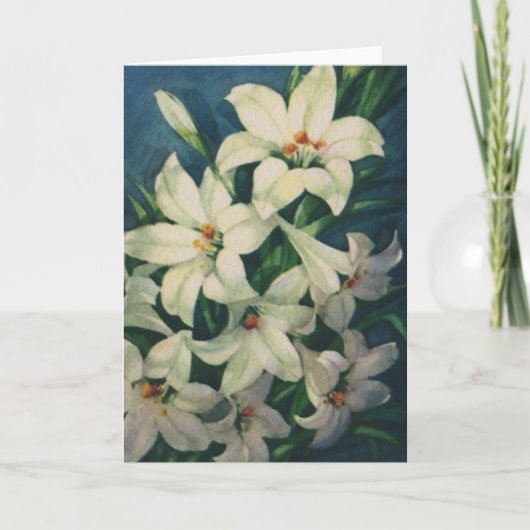 Paasleliebloemen,  paaslelies feestdagen kaart (Voorkant)