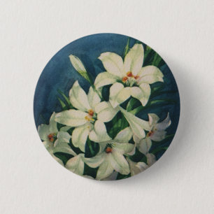 Paasleliebloemen,  paaslelies ronde button 5,7 cm