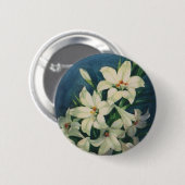 Paasleliebloemen,  paaslelies ronde button 5,7 cm (Voorkant /achterkant)