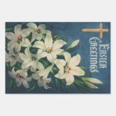 Paaslelies Bloemen, Religieus Pasen Inpakpapier Vel (Voorkant 3)