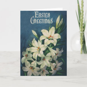 Paaslelies Bloemen, Vintage Religieuze Pasen Feestdagen Kaart