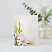 Paaslelies en Cross blanco briefpapier Feestdagenkaart (Staand voorkant)