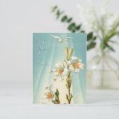 paaslelies en dove feestdagenkaart (Staand voorkant)