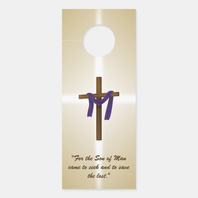 Paaslening Cross Paarse Drape Resurrection Day Deurhanger (Voorkant)