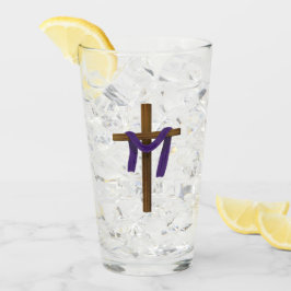Paaslening Cross Paarse Drape Resurrection Day Glas