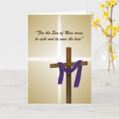 Paaslening Cross Paarse Drape Resurrection Day Kaart (Gele Bloem)