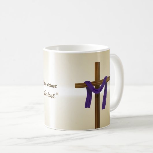 Paaslening Cross Paarse Drape Resurrection Day Koffiemok (Voorkant rechts)