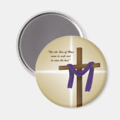 Paaslening Cross Paarse Drape Resurrection Day Magneet (Voorkant / Achterkant)
