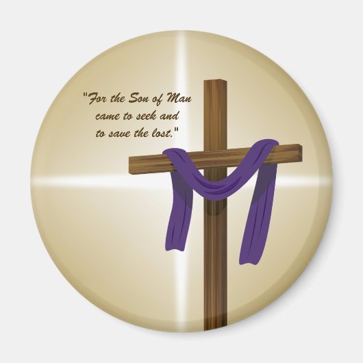 Paaslening Cross Paarse Drape Resurrection Day Magneet (Voorkant)