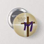 Paaslening Cross Paarse Drape Resurrection Day Ronde Button 5,7 Cm (Voorkant /achterkant)