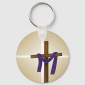 Paaslening Cross Paarse Drape Resurrection Day Sleutelhanger (Achterkant)