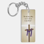 Paaslening Cross Paarse Drape Resurrection Day Sleutelhanger (Voorkant Links)