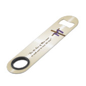 Paaslening Cross Paarse Drape Resurrection Day Speed Flessenopener (Voorkant Gekanteld)