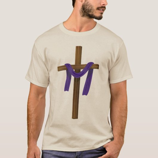 Paaslening Cross Paarse Drape Resurrection Day T-shirt (Voorkant)