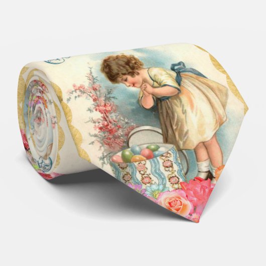 paaslente en eitjes stropdas (Opgerold)