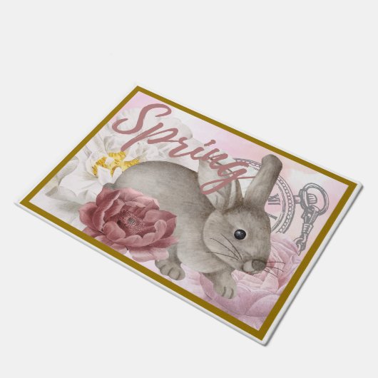 Paaslente Floral roze Deurmat (Schuin)