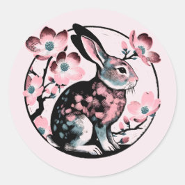 Paaslente konijn hondenhout ronde sticker