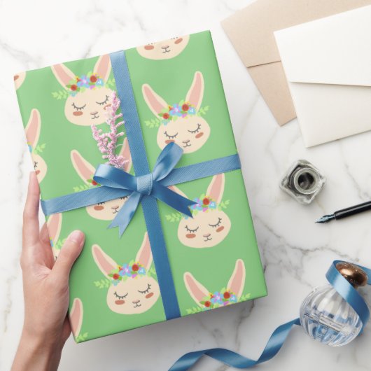 Paaslente konijnen bloemenkrans cadeaupapier (Geschenken)