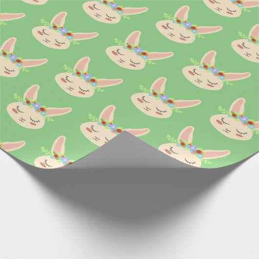 Paaslente konijnen bloemenkrans cadeaupapier (Hoek)
