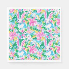 Paaslente konijntjes bloemen Preppy Servet