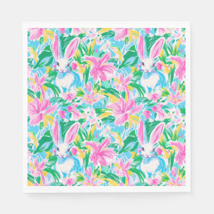 Paaslente konijntjes bloemen Preppy Servet