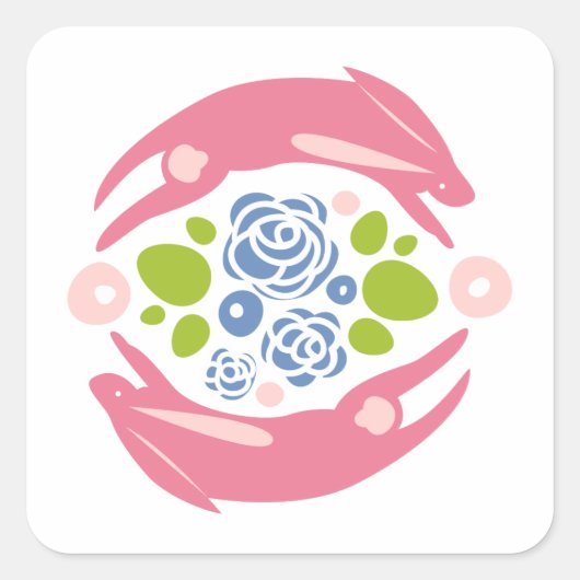 paaslente konijntjes vierkante sticker (Voorkant)
