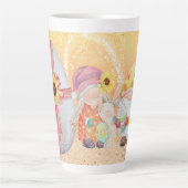 Paaslentethema Gnome Sunflower Easter Egg Latte Mok (Voorkant)