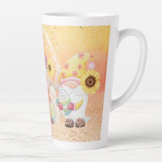 Paaslentethema Gnome Sunflower Easter Egg Latte Mok (Rechts)