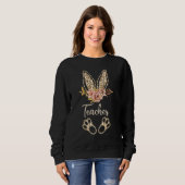 Paasleraar die Bunny Leopard Print School Eas Trui (Voorkant volledig)